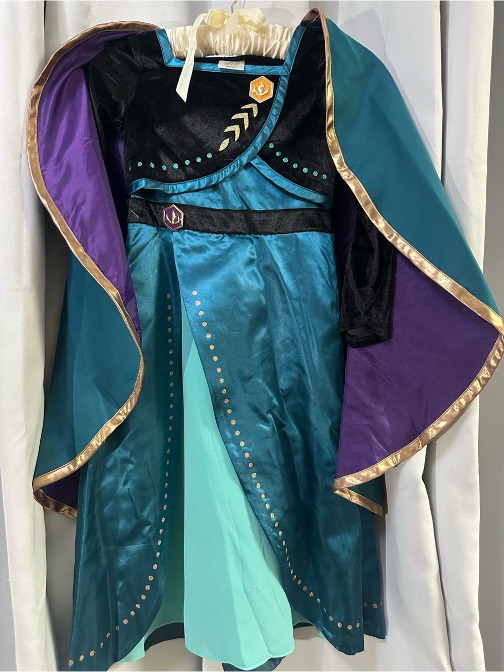 Disney Frozen Anna Princess Cape Dress – Teal, Black & Purple